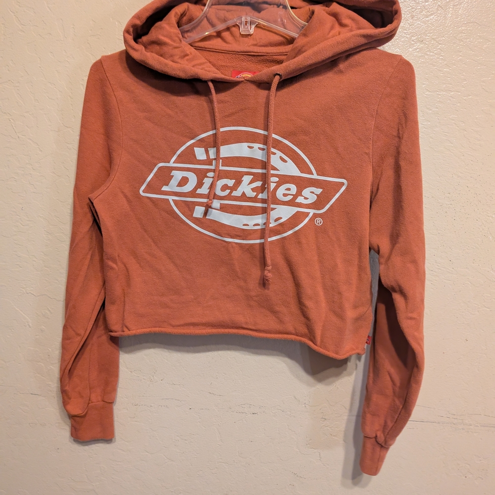 Dickies Women's Orange Cropped Hoodie Sweater